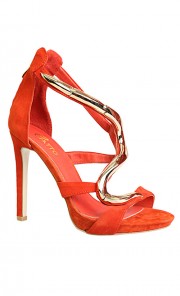 Leia Swirl Heels in Tangerine and Gold