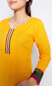Essence Full Sleeves Kurti Top in Yellow