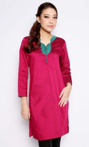 Shantung Silk Kurti Top in Magenta