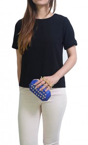 Rangoon Snakeskin Minaudiere in Blue