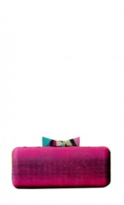 Kowloon Bow Snakeskin Minaudiere in Pink