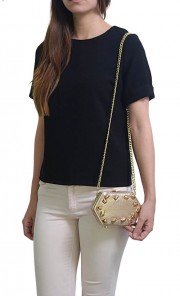 Jaipur Studded Clutch in Brown