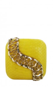 Mekong Snakeskin Clutch with Gold Chain Accent