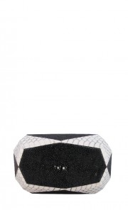 Boracay Geometric Clutch in Off White and Black