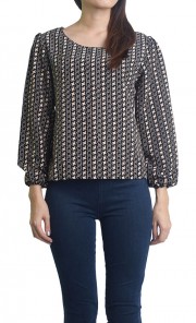 Susan Houndstooth Top in Beige