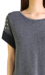 Aubrey Studded Top in Dark Grey