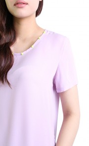 Neon Studded Chiffon Tee in Purple