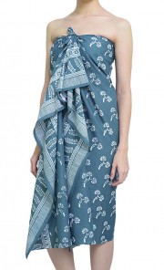 Dandelion Cotton Batik Pareo Dress in Aqua Blue