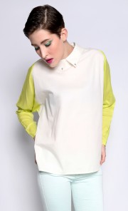 Embellished Tavi Shirt in Lime Yellow