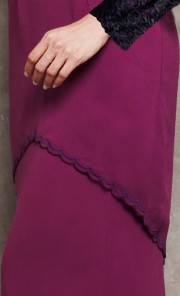 Modern Baju Kurung with Tiered Skirt in Purple