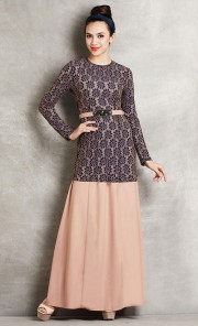 Embroidered Lace 2-Piece Jubah in Navy