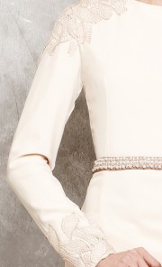 Modern Baju Kurung with Lace Embellishment in Cream