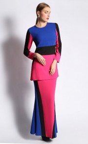 Colour Block Baju Kurung in Pink