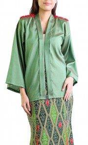 Maiko Thai Silk Cardigan in Green