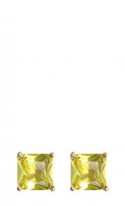 Taylor Box Crystal Stud Earrings in Lime Green (Large)