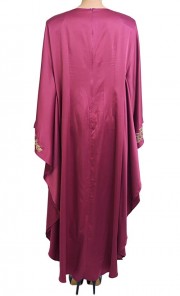 Lace Beadwork Silk Kaftan in Dark Pink