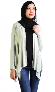 Fatin Jersey Knit Cardigan in Dusty Green