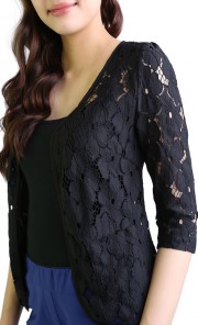 Lexi Corded Lace Cardigan in Black