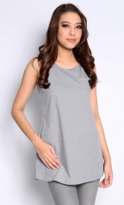 REN Cotton Sleeveless Tunic Top in Grey