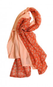 Leya Printed Shawl in Tree Peach