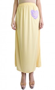 Novelty Heart Maxi Skirt in Yellow