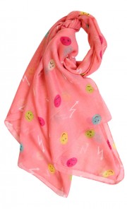 Smiley Wide Shawl in Peach