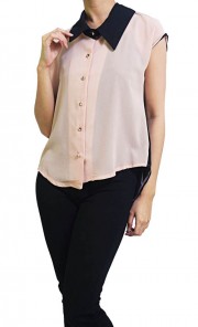Pastel Asymmetrical Top in Pink and Black