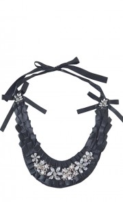 Ribbon Applique Bib Necklace in Black 