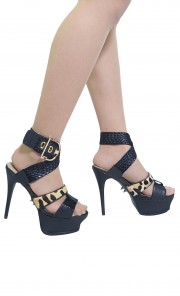 Gerry Leopard Woven Platform Heels in Black