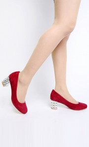 Felicia Crystal Heel Pumps in Red