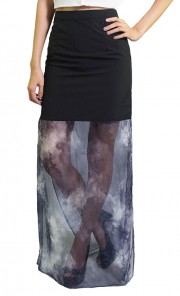 Long Chiffon Tail Skirt in Black