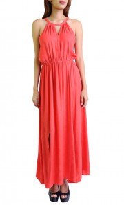 Jacquard Hi Collar Dress in Coral