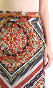 Hermes Print Maxi Skirt in Red