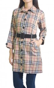 Cotton Checkered Shirt in Brown