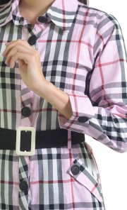 Cotton Checkered Shirt in Pink