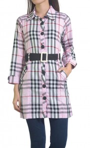 Cotton Checkered Shirt in Pink