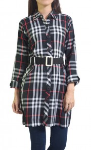 Cotton Checkered Shirt in Black
