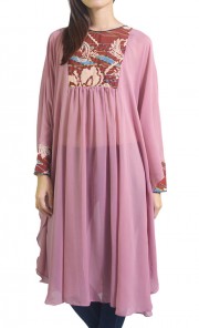 Chiffon Batik Melayu Tunic Top in Red