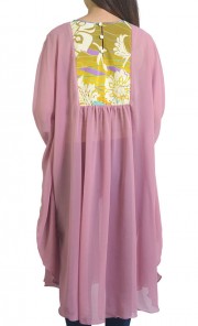 Chiffon Batik Melayu Tunic Top in Purple and Yellow