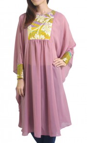 Chiffon Batik Melayu Tunic Top in Purple and Yellow