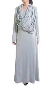 Lycra Draping Stone Jubah in Grey