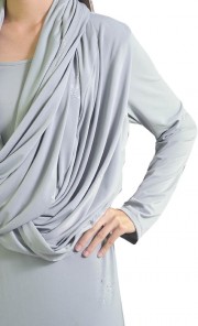 Lycra Draping Stone Jubah in Grey