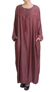 Cotton Denim Tassel Jubah in Red