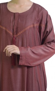 Cotton Denim Tassel Jubah in Red