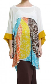 White Chiffon Colour Block Pua Tunic 