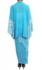 Turquoise Blue Pua Hermes Top with Pua Sarong 