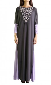 Jubah in 'Abaya' Cut in Grey and Purple