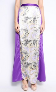 Paisley Long Skirt in Purple