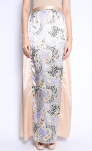 Paisley Long Skirt in Beige