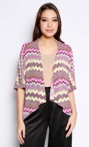 Printed Geometric Gaya Cardigan in Pink